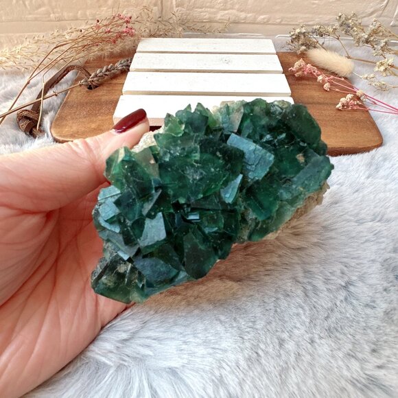 Gorgeous UV Reactive Madagascan Raw Fluorite Cluster Specimen - Picture 1 of 10